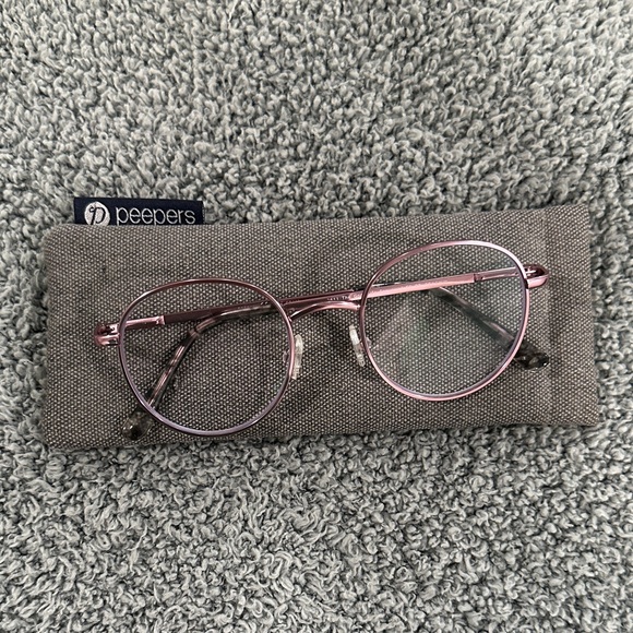 Peepers Metallic Pink Round Glasses—reading glasses - Picture 1 of 6